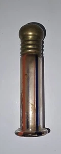 ANTIGUA BOTELLA PERFUMADA SOPLADA A MANO AZUL Y ROJO VIDRIO A RAYAS ALEMÁN - Imagen 1 de 5