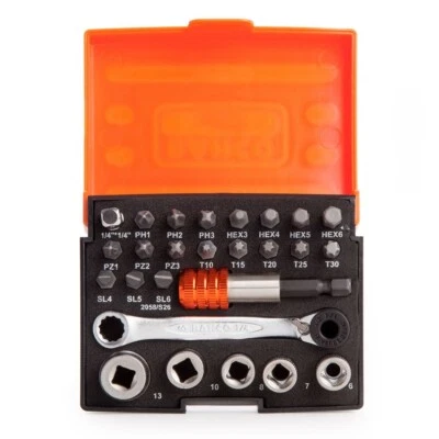 Bahco 2058/S26 26 Piece 1/4″ Drive Ratchet Mini Socket & Screwdriver Bit Set - Image 1 of 2