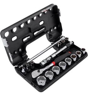 CRAFTSMAN V-Series 3/8-in Drive Standard (SAE) Shallow Socket Set (18-Pieces) - Picture 1 of 5