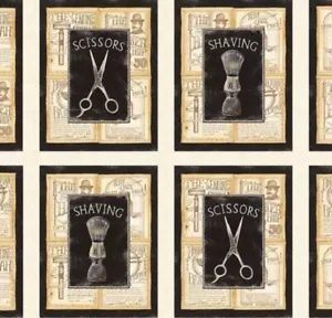 CLEARANCE - 'A CLOSE SHAVE' PATCHES PANEL FABRIC - QUILTING TREASURES - Picture 1 of 1
