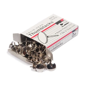 Charles Leonard Thumb Tacks, Nickel Plated Solid Head, 3/8 Inch Head, 100-Pack - Picture 1 of 1