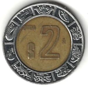 2004 messicano 2 pesos ~ BIMETALLICO ~ LO CLASSIFICHI ~ VEDI LA SCANSIONE pz 5 - Foto 1 di 4