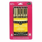 30062 Sakura Pigma Micron Fine Line Marker Pen Set, Black Ink, Set Of 6 Pens