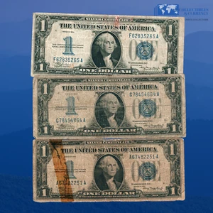Lot 3 Pcs 1934 $1 One Dollar Bill Silver Certificates Blue Seal #82251 - Picture 1 of 2