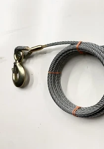 5/8" x 150' Winch Line Tow Cable Wire Rope Fixed Hook Latch Steel Core USA - Picture 1 of 2