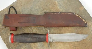 SCHRADE -WALDEN NY USA Survival Bowie hunter knife Leather Sheath USA 1960s - Picture 1 of 4