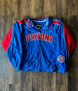 Detroit Pistons Blue Winter Jacket NBA Exclusive Collection Majestic Mens XL - Picture 1 of 9