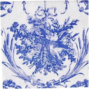 Caspari Paper Beverage Napkins, Romantic Toile Blue - 2 Packs (3300C) - Picture 1 of 4