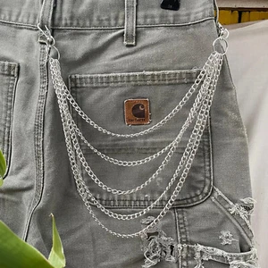 Hosenkette Y2K Schmuck Schlüsselanhänger Matt Chrom Edelstahl Grunge Punk Goth - Bild 1 von 6