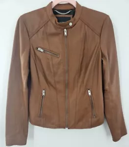 Marc New York Andrew Marc Woman’s Brown Soft Leather Zipper Pockets Jacket Small - Picture 1 of 6