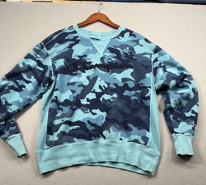 Champion Men’s Camo Blue Pullover Sweatshirt Size Large LG L Athletic Camoflauge - Picture 1 of 7