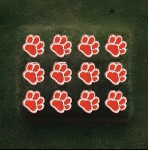 Orange Dog Paw Patch Embroidered Iron on Sew on Cut out Lot of 12 - Picture 1 of 3