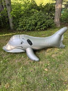 Vintage Silver Whale Inflatable Ride Pool Toy Read Description