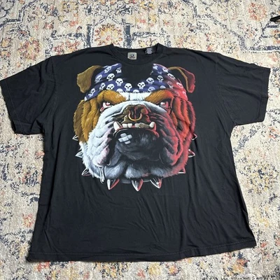 Vintage Liquid Blue Bulldog Big Print Black TShirt Men's Size 4XL - Image 1 of 4