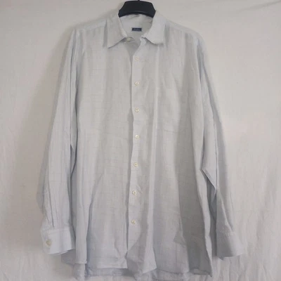 Tom James 100% Linen Dress Shirt Men’s XXL Button Up Oxford Lt Blue Lightweight  - Image 1 of 4
