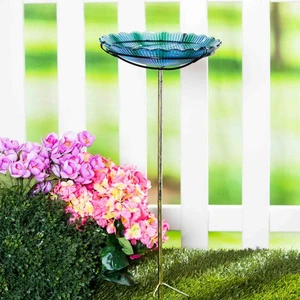 Birdbath on Stake, Sea Glass - Picture 1 of 3