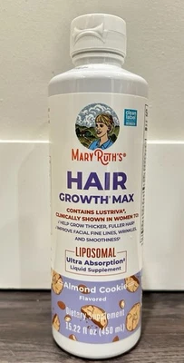 Mary Ruth’s Hair Growth Max Lipossomal, Biscoito de Amêndoa, 15,22 fl oz (450 ml) - Imagem 1 de 2