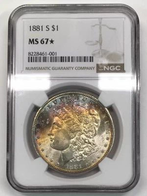 1881-S Morgan Silver Dollar NGC MS-67* Star  *Rainbow Toning* - Image 1 of 4