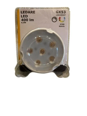 Ikea Ledare LED GX53 400 lm 6.3 W Dimmable Light Bulb 2700 Kelvin 400 Lumen LM - Image 1 of 2