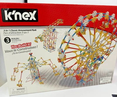 K'NEX Thrill Rides 3-in-1 Classic Amusement Park Building Set 744pc - Used, Good - Image 1 of 4