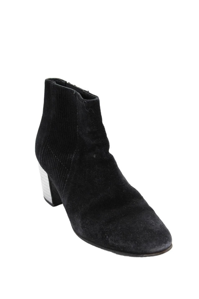 Pedro Garcia Mujer Punta Redonda Metálico Tacones Bloque Botines Negro Talla 39 Foto 1 de 4