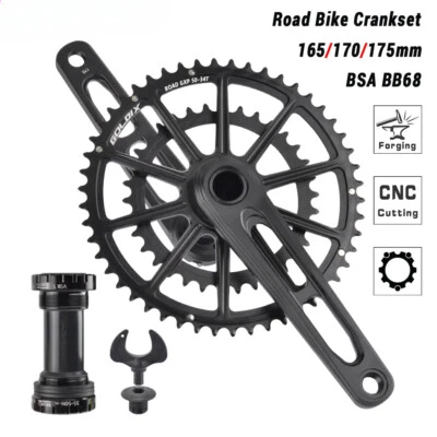 Road Bike Crankset 50-34/52-36/53-39T Double Chainring 165/170/172.5/175mm Crank - Image 1 of 4