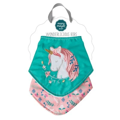 "Juego de 2 baberos Mary Meyer Twilight Baby Unicorn Wonderlicious - 15x7""" Foto 1 de 2