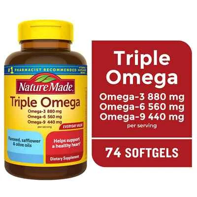 Cápsulas blandas triple Omega 3-6-9 Nature Made, 74 unidades Foto 1 de 4