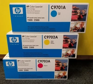 HP 1500 2500 Cyan C9701A Magenta C9702A Yellow C9703A 121A Toner - New 3 Pack - Bild 1 von 2