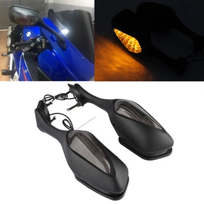 Espejos retrovisores LED intermitentes para Suzuki GSXR 600 750 1000 Honda CBR1000RR EE. UU. Foto 1 de 4