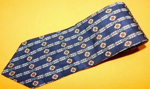 GUY LAROCHE MADE IN CANADA BLUE/YELLOW/ORANGE STRIPED/FLORAL TIE - DESIGNER TIE. - Picture 1 of 3