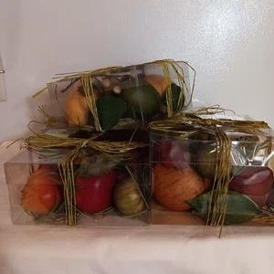 Lot of 5 Containers Of Fake Faux Plastic Fruits and Vegetables New With Tags - Picture 1 of 8