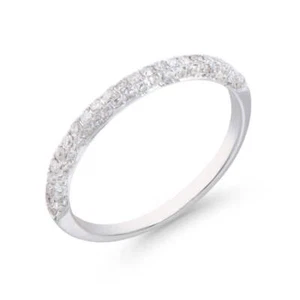 0.38 Cts Certified Diamonds 14K White Gold Designer Ring Size 7.5 - Picture 1 of 2