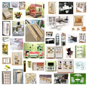 Lot Doll House Bedroom Kitchen Living Room Bathroom Garden Furniture Scale Model - Picture 1 of 187