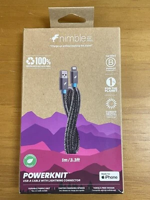 2 New Nimble Powerknit USB-A Charger Cable 3.3ft - Space Grey - Image 1 of 4