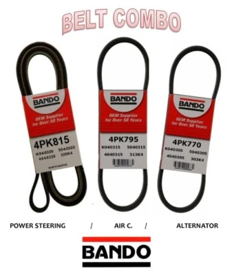 Honda Civic 1994-1995 BANDO OEM Serpentine Belt Kit 3 piezas A/C-Power S-Alternator Foto 1 de 4
