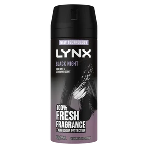 Lynx Black Night Deodorant Body Spray 165mL - Cool Mint & Cedarwood Scent - Picture 1 of 2