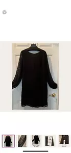 Price Reduced! Ann Taylor Women's Size 8 Black Sheer Sleeve Dot Shift Dress NWT - Picture 1 of 7