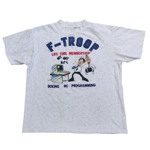 Vtg F-TROOP Boeing NC Programming Single Stitch T-shirt Life Time Membership  - Picture 1 of 6