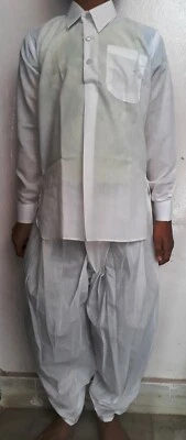 Rajasthani Traditional Royal Ready To Wear Cotton White Dhoti Kurta For Kids #04 - Image 1 of 4