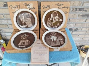 LOT OF 4 VINTAGE 1981-82 ROYAL CORNWALL PUPPY'S WORLD 9.25" LIMITED PLATES - Picture 1 of 11