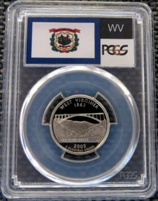 :2005-S S25C WASHINGTON WEST VIRGINIA QUARTER PCGS PR 70 DCAM SILVER R3 TOP-POP - Image 1 of 2