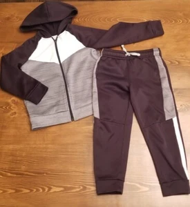 Boys Jumping Beans Active Set Size 5 Joggers & Zip Up Black/White/Grey - Picture 1 of 4
