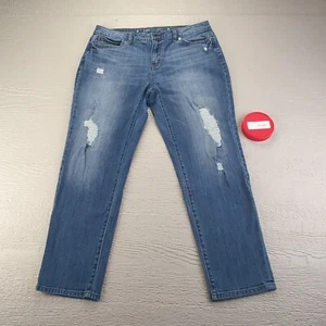 Jeans recortados Jennifer Lopez Boyfriend talla 8 azul elástico desgastado denim - Imagen 1 de 11