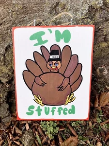 Handmade Thanksgiving Turkey Wood Hanging Sign Fall Decor Rustic Farmhouse - Bild 1 von 4