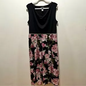 Shimmer Pleated Floral Rhinestone Waist Cowl Neck Evening Gown Women’s size 16W - Picture 1 of 8