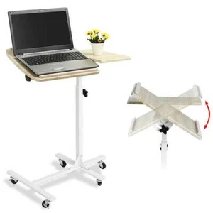 Tavolino Porta PC Notebook Laptop con Ruote Scrivania Altezza Regolabile Bianco - Foto 1 di 5