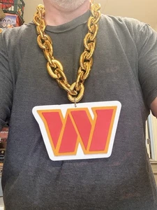 Nuova NFL Washington Commanders Big Fan Chain ORO collana schiuma VENDITORE USA - Foto 1 di 7