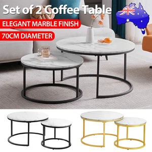 Set of 2 Coffee Table Industrial Nesting Centre Accent Table Room Apartment Desk - Picture 1 of 14
