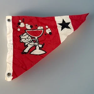 Vintage Gin Cocktail Navy Sailor Red Wall Pennant Boat Flag Made In Japan - Picture 1 of 10